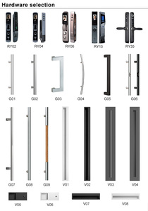 <span class=keywords><strong>Porte</strong></span> <span class=keywords><strong>d</strong></span>'<span class=keywords><strong>entrée</strong></span> extérieure en aluminium à poignée longue et panneau plat imitation bois américain pour maison - Product Image 6