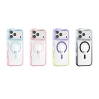 Étui de téléphone portable de couleur dégradée bleu rose, étui transparent magnétique en TPU+PC pour iPhone 18 PRO MAX