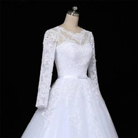 Nouvelle Robe de Mariée Blanche Pure à Manches Longues en Dentelle, Modèle 2022, Robe de Bal de Mariée Sexy avec Traîne