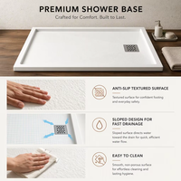 Base de douche et receveur monobloc en quartz massif moderne sur mesure, antidérapant, pour salle de bain et hôtel