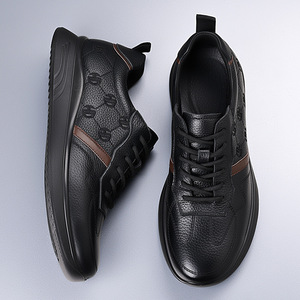รองเท้าหนังวัวแท้สำหรับผู้ชาย ส้นเตี้ย พื้นน้ำหนักเบา สไตล์ลำลองสำหรับธุรกิจ แบบผูกเชือก เหมาะสำหรับใส่ทำงานในออฟฟิศ - Product Image 2