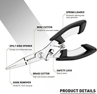 Petites pinces de pêche, ciseaux, coupe-tresses, outils de pêche en acier inoxydable, pinces à anneaux brisés, dégorgeoirs