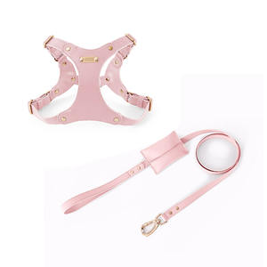 レザーラグジュアリー犬用ハーネスとリーシュセット調整可能卸売パーソナライズされたリサイクル小型中型ペットチェスト歩行 - Product Image 1
