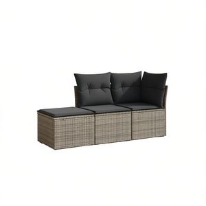 Ensemble de canapé de jardin en rotin PE 3 places avec pieds réglables, mobilier d'extérieur au design standard, assise confortable - Product Image 1