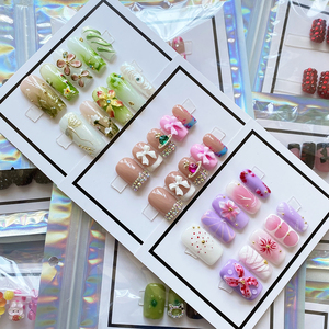 10 pièces de haute qualité à la main presse sur les ongles détachable <span class=keywords><strong>Original</strong></span> attirant réutilisable acrylique <span class=keywords><strong>faux</strong></span> ongles manuels pour les femmes - Product Image 1