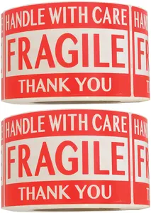 1 "x 3" Fragile manico adesivo con etichetta di spedizione per imballaggio di avvertimento di cura