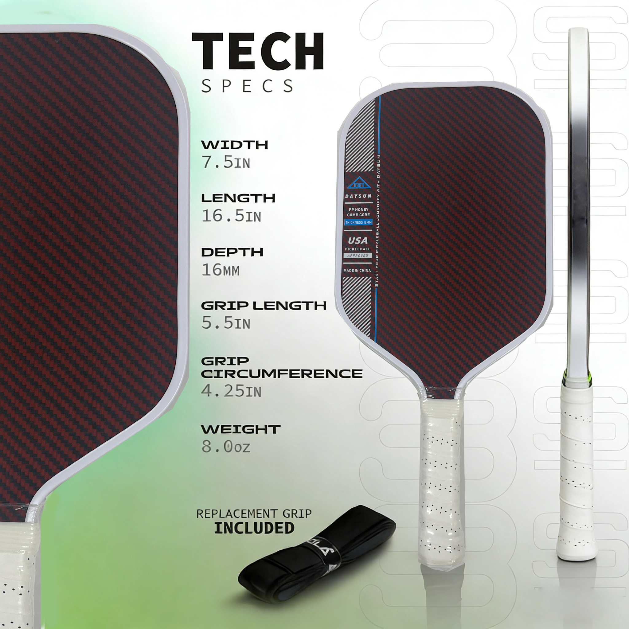 Persess Pro4 TFP Foam Fill Lightweight Eco-Friendly Quiet Pickleball Paddle 14mm 16mm Thickness For Kevlar