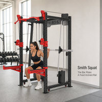 Rack d'entraînement Smith incliné 3-en-1 supérieur avec système de câbles intégré pour le développement musculaire