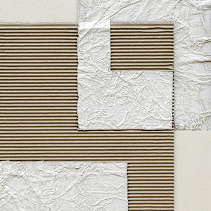 Collage texturé Art mural <span class=keywords><strong>Composition</strong></span> géométrique abstraite avec des tons beige blanc marron Mixed Media Landscape Oil Wall Decor - Product Image 4