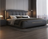 Meistverkauftes Weiches Doppelbett Hochzeits-Kunstleder Gepolstertes King Queen Beleuchtetes Bett Hochwertiges Schlafzimmer-Möbelset
