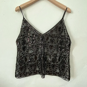 Chaleco Corto de Verano para <span class=keywords><strong>Mujer</strong></span> con Lentejuelas y Tachuelas, Sexy, Delgado, con Cuello en V y Cuentas - Product Image 4
