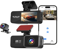 Nouvelle mini caméra embarquée UHD 4K, caméra avant et arrière 4K, double caméra, prise en charge du WIFI, GPS, surveillance de stationnement 24h/24, boîte noire de voiture