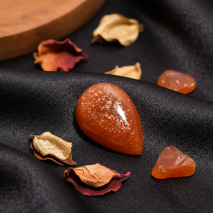 Fabulous Fine Natural Polished Orange Sunstone Smooth Pear Shape Loose Gemstone Cabochon 27X18X7 MM for Jewelry Making - Product Image 3