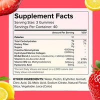 Gummies de créatine marque blanche 5000mg, testées par 3 tiers, avec collagène et BCAA pour la récupération post-entraînement, la croissance musculaire et le soutien articulaire