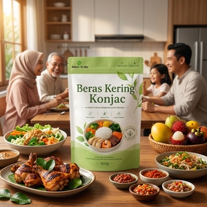 Riso Shirataki Beras Porang all'ingrosso, senza zucchero, a basso contenuto di carboidrati, per dieta sana, fornitore indonesiano, riso Konjac secco - Product Image 1