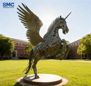 Opera d'Arte SMC a Grandezza Naturale in Acciaio Inossidabile, Cavallo Alato di <span class=keywords><strong>Fantascienza</strong></span> per Centri Commerciali, Biblioteche, Piazze e Spazi Pubblici all'Aperto - Product Image 6