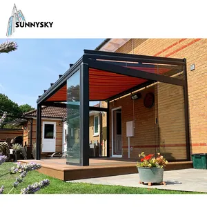 XIYATECH Lowe玻璃屋豪华铝合金框架日光浴室可伸缩弧形屋顶日光浴室四季待售