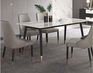 Mesa de comedor sencilla y moderna rectangular de mármol nórdico, mesa de comedor de madera de lujo ligera para el hogar - Product Image 4