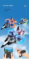 Avion de chasse RC 4 canaux 2,4 GHz avec lumières LED et caméra FPV Wi-Fi pour l'entraînement des débutants
