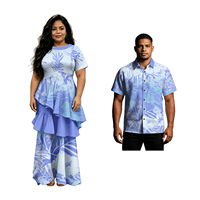 Tenues de couple pour soirée sur la plage, chemises polynésiennes pour hommes, robes longues à volants décontractées pour femmes, costume de couple samoan
