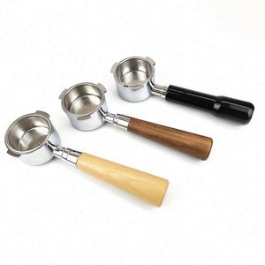 Wood Handle Coffee Filter Stainless Steel Tail Section Espresso 51mm 54mm 58mm Black Coffee Portafilter - Product Image 1