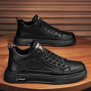 New Summer Men's Trendy All-Match Black PU Sports Casual <b>Sneakers</b> Breathable <b>Waterproof</b> Korean Walking Style Shoes - Product Image 3