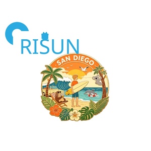 Magnete/Badge Souvenir da Viaggio Personalizzato in Metallo all'Ingrosso: California <span class=keywords><strong>San</strong></span> Diego Balboa Park Beach, Palma, Surf, Vagone, Leone Marino - Product Image 6