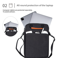 Housse pour ordinateur portable portable multifonctionnelle imperméable en polyester durable de 13 pouces, protection pour tablette de 11 pouces, élégante, bandoulière, sac à bandoulière