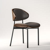 Chaise de salle à manger simple en cuir et métal, avec structure en bois massif, idéale pour les salles à manger et les salles de réunion à domicile
