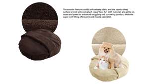 Cama cálida y suave para gatos y cueva para cachorros y gatitos Con parte inferior antideslizante, saco de dormir desmontable con estampado de Peekaboo para perros pequeños - Product Image 2
