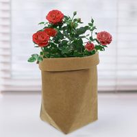 Sacs en papier kraft brun lavables personnalisés avec logo, pour la vente en gros de bougies écologiques multifonctionnelles, de cadeaux, d'aliments et de plantes en pot