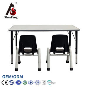 टिकाऊ सतह फिनिश किनारे झुकने आयताकार आकार mdf pp प्लास्टिक स्कूल डेस्क और कुर्सी क्रोम पैर - Product Image 1
