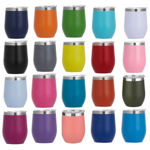 Venda quente 12oz Vácuo Isolado Dupla Parede Aço Inoxidável Egg-shape Caneca Vinho Tumbler Copos Com Tampa Caneca De Viagem De Aço Inoxidável - Product Image 6
