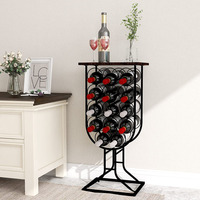 Casier à vin en bois personnalisé, support de stockage de vin de comptoir, support de vin en métal autoportant