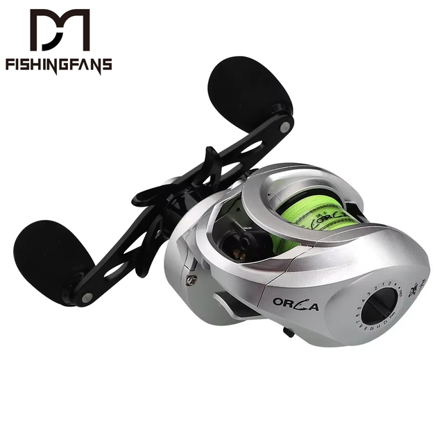 FISHINGFANS ORCA K108 Baitcasting Reel 7.2:1 Gear Ratio High Strength Nylon Body Ultralight 207g 5+1BB Left Hand River Lake