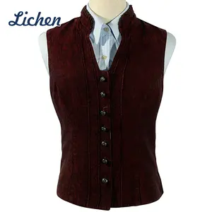 Medieval Classical Italy Wool Fabric Ladies Woven Body Shaper Style Sexy Vest Waistcoat