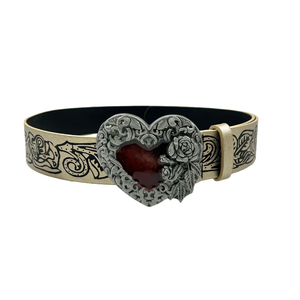 Punk Style Personality Custom Heart Flower Plate Alloy Buckle Men Women Vintage Embossed Leather Y2K Pu <strong>Belts</strong> - Product Image 4