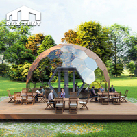 Tente dôme géodésique RAXTENT 7M 8M hexagonale en verre avec panneaux isolants pour le glamping