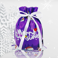 Grands sacs cadeaux de Noël en plastique réutilisables avec cordon de serrage, personnalisables, emballage cadeau de fête en gros