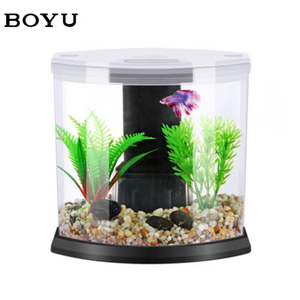 Mini <span class=keywords><strong>aquarium</strong></span> BOYU pour poissons combattants, réservoir de poissons de bureau alimenté par USB, petit <span class=keywords><strong>aquarium</strong></span> rond en acrylique avec système de circulation de filtre, série DY - Product Image 2