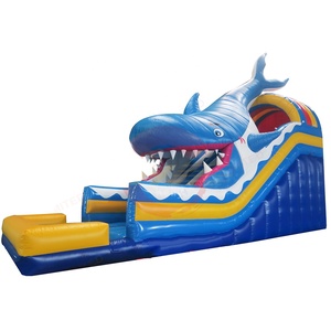 Envío gratis 10x4x6mH boca de tiburón PVC tobogán de agua inflable alto acantilado gorila parque infantil divertido accesorio soplador incluido - Product Image 1