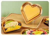 Hartvormige Wegwerp Sushi Doos Met Deksels Halen Sushi Dienblad Fruit Cake Dessert Drager Container Goud