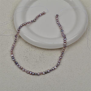 Perles semi-finies en vrac de Wenchi Chine, perles d'eau douce véritables baroques violettes éblouissantes à deux faces, 4-5 mm, en vrac - Product Image 2