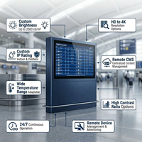 Affichage LCD haute luminosité en temps réel pour la récupération des bagages dans les halls d'arrivée des aéroports, avec indice de protection IP65 intégré pour les hubs de transit