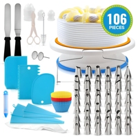 137 pièces Kit de décoration de gâteau à la rose avec pochettes tournantes embouts en acier inoxydable ensemble d'outils de cuisson pour une cuisson facile à la maison
