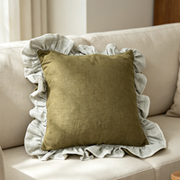 Housse de coussin 100% lin pur 170GSM carrée avec fermeture éclair dissimulée, housse de coussin décorative 45x45cm pour canapé et lit