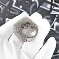 Bague Hip Hop en Argent 925 Certifiée GRA Couleur D, Moissanite Taille Émeraude Carrée VVS Iced Out pour Hommes, Passe le Testeur de Diamant