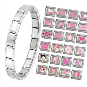 Flower Charm Bracelet Links Pearl Inlay Tin Alloy Unisex Jewelry Gift DIY Modular Bracelet Components - Product Image 3
