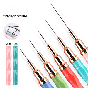 Pinceau à ongles avec manche en plastique, 7 mm-25 mm, poils en nylon fins, pour la peinture de détails au gel, pour la manucure artistique - Product Image 2