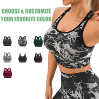 Soutien-gorge de sport sans couture pour femme, imprimé marbré, col en U, dos nageur, double couche, haut de fitness, Sujetador Deportivo